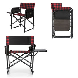 Outdoor Directors Folding Chair, Red and Black Buffalo Plaid