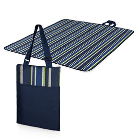 Vista Outdoor Picnic Blanket and Tote, Navy with Blue Stripes