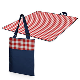 Vista Outdoor Picnic Blanket and Tote, Navy with Red Check
