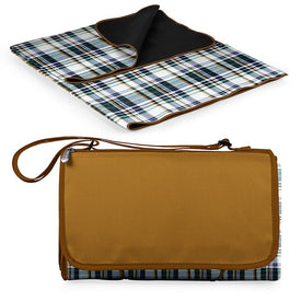 Blanket Tote XL Outdoor Picnic Blanket, English Plaid and Camel with Black Lining