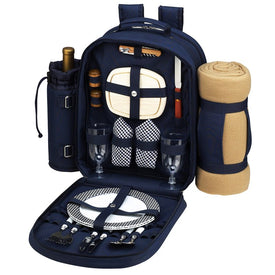 Deluxe Equipped Two-Person Picnic Backpack with Blanket