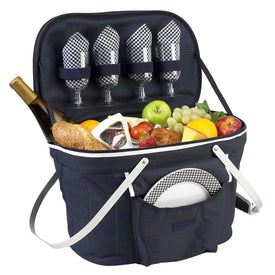 Insulated Picnic Basket Equipped with Service for Four