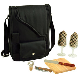 Bordeaux Wine & Cheese Cooler Bag with Glass Wine Glasses Equipped for Two