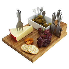 Buxton Bamboo Cheese Board Set with Four Tools