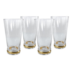 Jewel 13 Oz Highball Glasses Set of 4 - Clear with Gold Accent