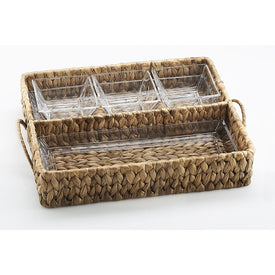 Garden Terrace Double Tray Server with Two Glass Trays and Three Glass Bowls
