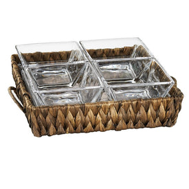 Garden Terrace Four-Section Server with Square Glass Tray and Four Glass Bowls in Gift Box