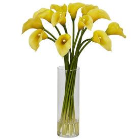 Calla Lilly with Cylinder Vase Yellow