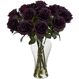 Blooming Roses with Vase Purple Elegance