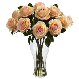 Blooming Roses with Vase Peach