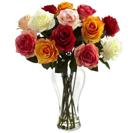 Assorted Blooming Roses with Vase Assorted