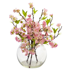 14" Faux Cherry Blossom in Large Vase