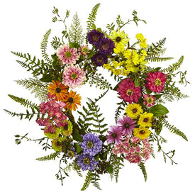 22" Faux Mixed Floral Wreath