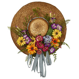 18" Faux Mixed Floral Hat Wreath