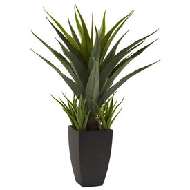 30" Faux Agave with Black Planter