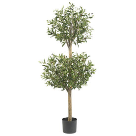 4.5' Faux Olive Double Topiary Tree with 1794 Leaves