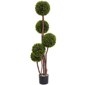4' Boxwood Topiary Two-Tone Green x 5 with 420 Leaves