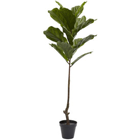 4' Indoor/Outdoor Faux Fiddle Leaf Tree with 14 UV-Resistant Leaves