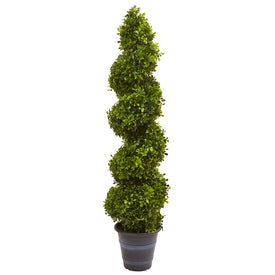 4' Boxwood Spiral Topiary with Planter Indoor/Outdoor