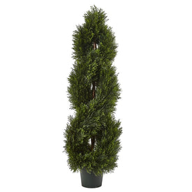 4' Indoor/Outdoor Faux Pond Cypress Topiary with 1036 UV-Resistant Leaves