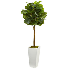 4' Fiddle Leaf Tree in White Tower Planter