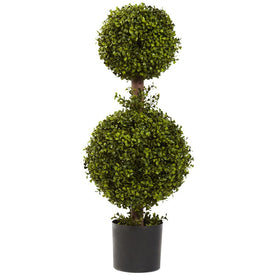 35" Faux Double Boxwood Topiary