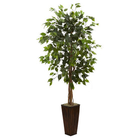5.5" Faux Ficus Tree with Bamboo Planter