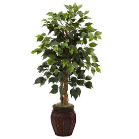44" Faux Ficus Tree with Decorative Planter
