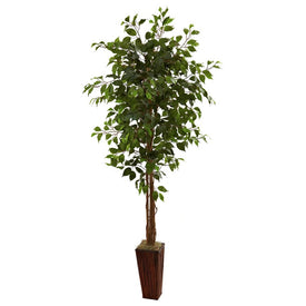 6' Faux Ficus Tree with Bamboo Planter