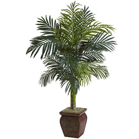 4.5" Faux Golden Cane Palm with Decorative Container