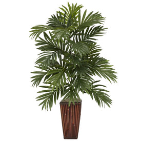 Areca Palm with Bamboo Vase Silk Plant