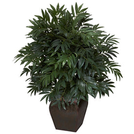 Double Bamboo Palm with Decorative Planter Silk Plant