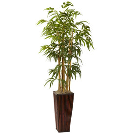 4" Faux Bamboo with Decorative Planter