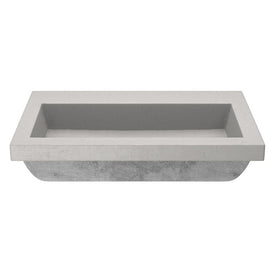 Trough 3019 30" Rectangular NativeStone Drop-In Bathroom Sink in Ash without Faucet Holes
