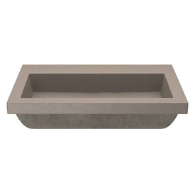 Trough 3019 30" Rectangular NativeStone Drop-In Bathroom Sink in Earth without Faucet Holes