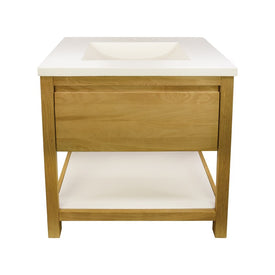 Solace 30"W x 21.75"L x 33"H Single Vanity without Top in Sunrise Oak with Pearl Shelf