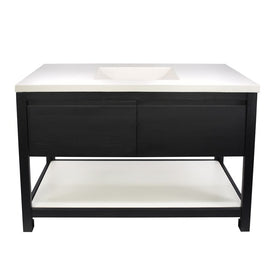 Solace 48"W x 21.75"L x 33"H Single Vanity without Top in Midnight Oak with Pearl Shelf