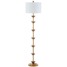 Landen Single-Light Leaf Floor Lamp - Antique Gold