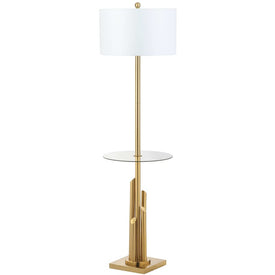 Ambrosio Single-Light Floor Lamp Side Table - Gold/White