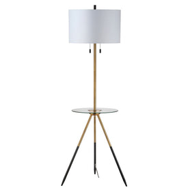 Morrison Two-Light Floor Lamp Side Table - Gold/Black