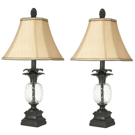 Alanna Two-Light Glass Pineapple Table Lamps Set of 2 - Black/Clear