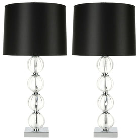 Amanda Two-Light Black Crystal Glass Globe Table Lamps Set of 2 - Clear