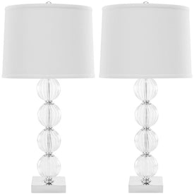 Amanda Two-Light White Crystal Glass Globe Table Lamps Set of 2 - Clear