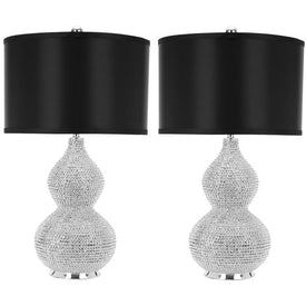 Nicole Two-Light Bead Base Table Lamps Set of 2 - Silver