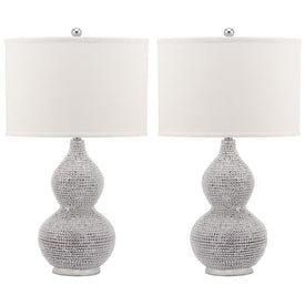 Nicole Two-Light Bead Base Table Lamps Set of 2 - Silver