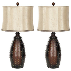 Santa Two-Light Faux Leather Table Lamps Set of 2 - Brown