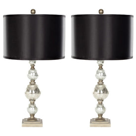 Nettie Two-Light Glass Table Lamps Set of 2 - Ivory/Silver