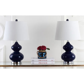 Eva Two-Light Double Gourd Glass Table Lamps Set of 2 - Navy