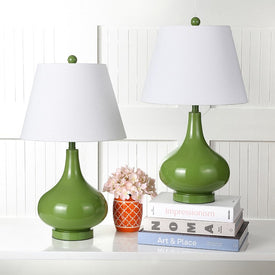 Amy Two-Light Gourd Glass Table Lamps Set of 2 - Green