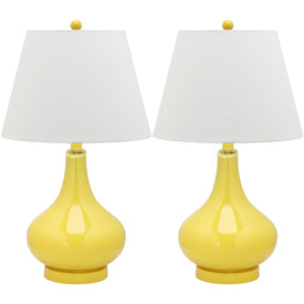 Amy Two-Light Gourd Glass Table Lamps Set of 2 - Yellow